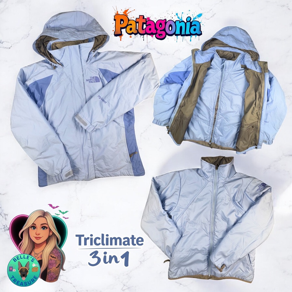 The North Face HyVent Triclimate 3in1 Jacket Women's Small‎ Blue Hooded Coat Ski